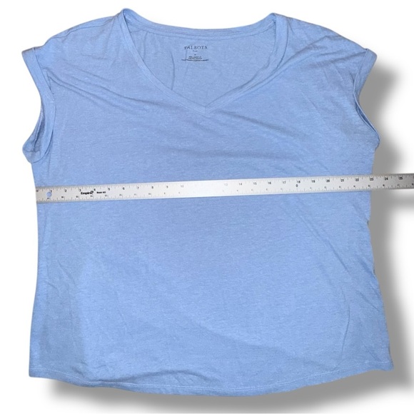 TALBOTS DROP SHOULDER V-NECK TEE - 1X Tranquil Blue - Picture 7 of 13